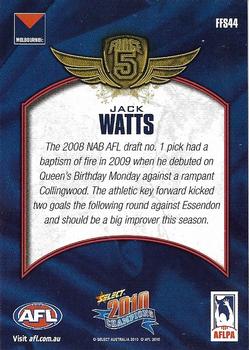 2010 Select AFL Champions - Force 5 Foil Signatures #FFS44 Jack Watts Back